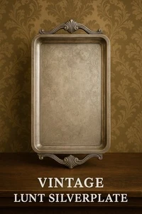 Vintage Lunt Silverplate Serving Tray - Ornate Handles & Engraved Floral Design - Picture 1 of 7