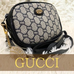 Rare Medal Attached Gucci Plus GG All Over Logo Leather Shoulder Bag From Japan - Picture 1 of 12