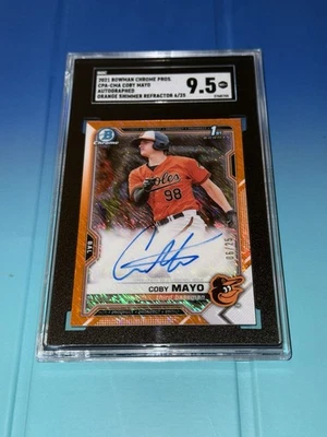 Coby Mayo 1st Bowman Auto 🤯 2021 Bowman Chrome Orange Shimmer Color Match /25 - Image 1 of 4