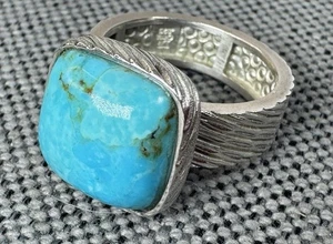 DTR Jay King Turquoise Sterling Silver Ring Size 8 Southwestern Vintage Jewelry - Picture 1 of 4