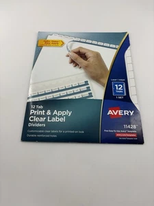 Avery 11428 12 Tab Print & Apply Clear Label Dividers - Picture 1 of 2