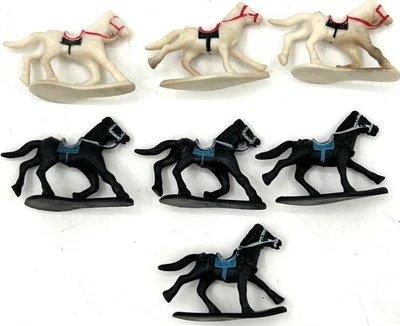 Lot Of 7 Military Horse Figures On Stands Plastic Battle Dress - Image 1 of 4