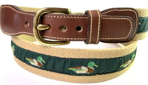 Cinturón De Colección Para Hombres Mallard Ducks 42 Cuero Lona Latón Dinero Antiguo Club de Caza - Imagen 1 de 10