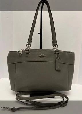 COACH Brooke Mini Carryall Gray Crossgrain Leather Shoulder Crossbody Bag F25397 - Image 1 of 4