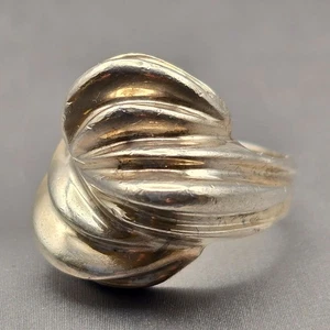 VTG Taxco Mexico Sterling Silver Ribbed Dome Ring Size 8 TF-42 Wide Band 20.08g - Picture 1 of 11