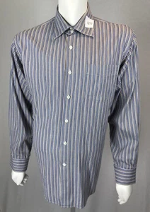 Men’s Barry Bricken XXL 2XL Candy Colored Metallics Blues & Tans Striped Shirt - Picture 1 of 10