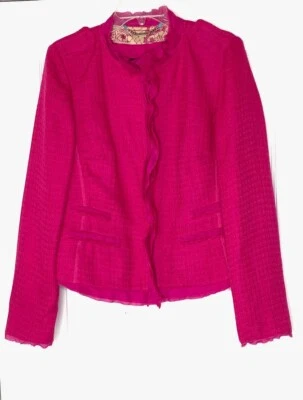 Chaqueta Blazer ESCADA Sport Fucsia Rosa Caliente Algodón Tweed Frente Abierto 40 = 8/10 M Foto 1 de 4