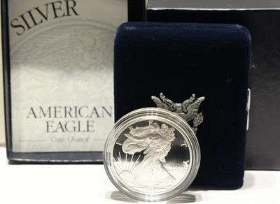 Moneda de $1 American Silver Eagle 1998-P prueba de 1 oz con caja como nueva de EE. UU. y certificado de autenticidad Foto 1 de 4