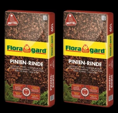 2 x Floragard Pinien-Rinde MITTEL 15-25 mm 60 L Rindenmulch Bodenabdeckung natur