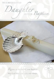 Daughter Baptism Card - Elegant Christening Greeting - Quality Board & Insert - Picture 1 of 2