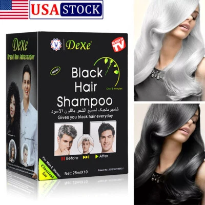 Champú para cabello negro Dexe 10 piezas tinte instantáneo reverso cabello gris para hombres y mujeres Foto 1 de 4