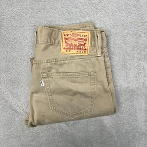 Levis 511 Denim Jeans Men Size 33x32 Slim Straight Zip Close Cotton Beige - Picture 1 of 9