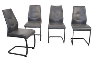 Schwingstuhl Esszimmerstuhl Schwingsessel Freischwinger Stuhl 4er-Set anthrazit - Bild 1 von 9