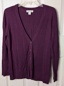NEW Coldwater Creek Purple Cardigan V Neck XS Sweater Silk Blend Spring 4 SALE - Imagen 1 de 4