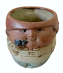 "Taza de café de cerámica Cccc Japón hombre con pipa 1970 arte facial kitsch MCM 3,5""" - Imagen 1 de 9