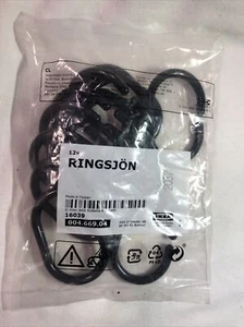 Ikea Ringsjon 12 Shower Curtain Rings Black Plastic New 004.669.04 - Picture 1 of 5