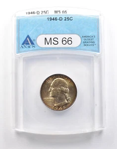 1946-D Washington Quarter MS66 ANACS Beautiful Tone *2192 - Picture 1 of 3