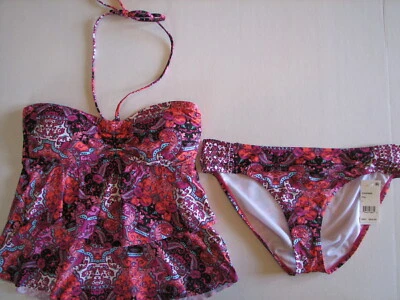 Traje de baño Kenneth Cole Bandeau Tankini L rosa bufandas en cubierta traje de baño Foto 1 de 4