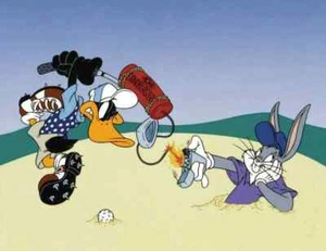Looney Tunes-Limited Edition Sericel-Sandblaster-Daffy/Bugs-Golf - Picture 1 of 1