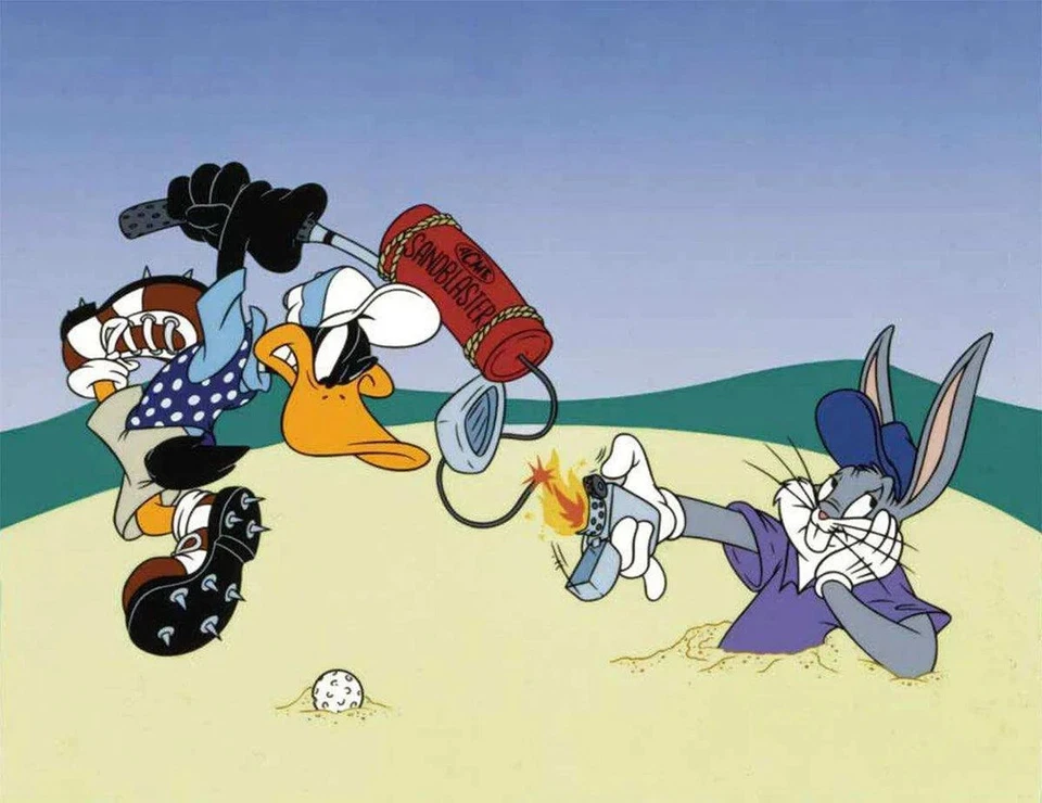Looney Tunes-Limited Edition Sericel-Sandblaster-Daffy/Bugs-Golf - Image 1 of 1