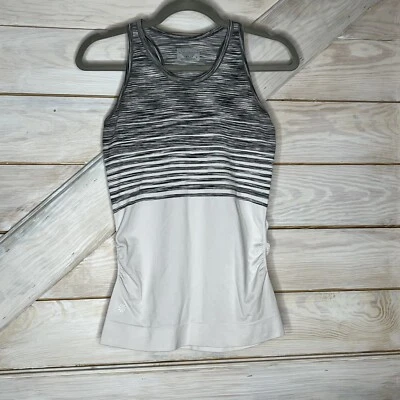 Athleta Womens Tank Top Large Finish Fast Racerback Gray And White Style 598047 - Image 1 of 4