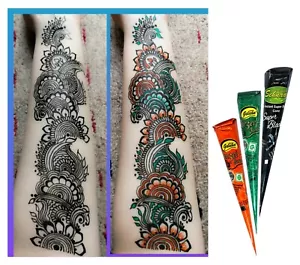 Cono instantáneo de henna Mehandi de tres colores para tatuaje y arte corporal, 1 pieza. cada uno - Imagen 1 de 4