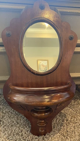 Vtg Handmade Decorative Wall Mirror W/Recessed Area For Keys, etc.  Entryway Cover