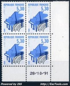 FRANCE PREO N° 222 COIN DATE 28/10/1991 NEUF ** SANS CHARNIÈRE - Picture 1 of 2