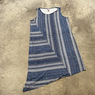 Chicos 3 XL 16 Dress Blue Jazzarray Stripe Scoop Neck Asymmetrical Hem Midi - Image 1 of 4