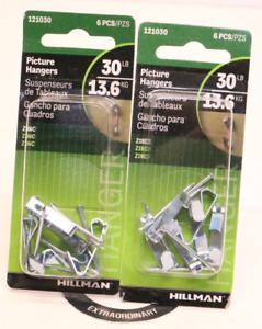 Pack of 2 Hillman Picture Hangers Hardware 30 lbs. 12 Pcs Total NEW