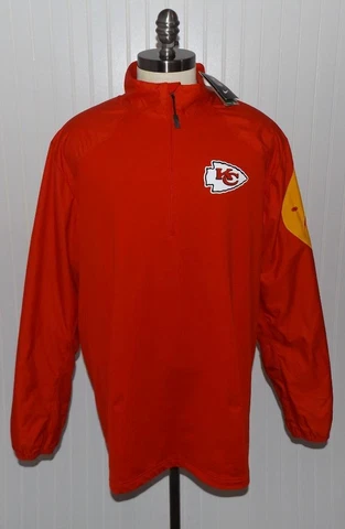 NWT Men's NIKE XXL Kansas City Chiefs Football 1/2 Zip Jacket Red NFL STAYWARM Cover