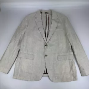 Bonobos Mens Size 46R Lanificio Luigi Zanieri 100% Linen Blazer Beige Plaid - Picture 1 of 11