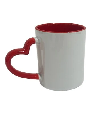 MARKENLOS Keramiktasse mit Herzgriff in Rot (Sublimation)