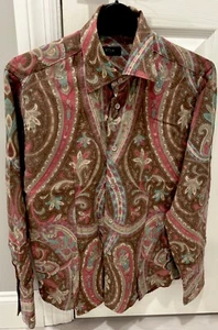 Altea Men's button Down Long Sleeve Dress Shirt Size S 100% Cotton Made in Italy - Picture 1 of 13