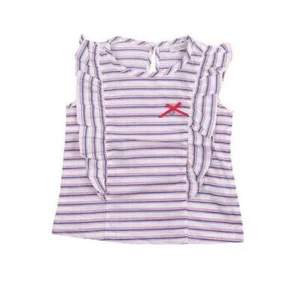 ToTo Heros Kids Girls' Ribbon Accent Angel Sleeve Striped Blouse - Picture 1 of 13