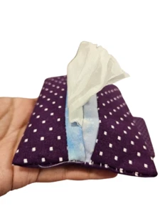 5 Set Handmade Travel Tissue Holder Pocket Size Dark Polka Dots Gift - Picture 1 of 10