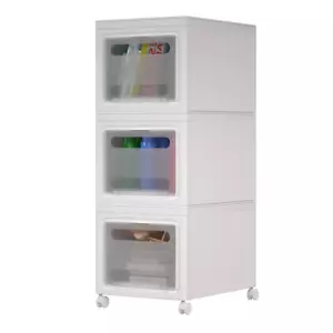 3 Plastic Storage Drawers Removable File Cabinet With Wheels For Kitchen Bedroom - Picture 1 of 12