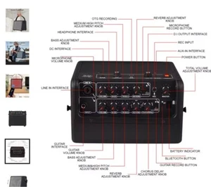 Akustischer -  El Gitarrenverstärker tragbar Akku Bluetooth 30W- wunderbar - Bild 1 von 6