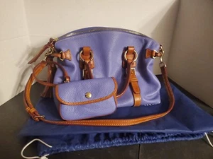 Dooney & Bourke Purple & Brown Satchel & Coin bag - Picture 1 of 8