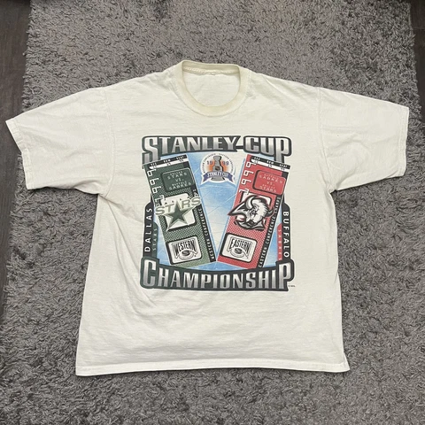 Vintage Buffalo Sabres Shirt Adult Medium White 1999 Stanley Cup Graphic 90s Cover