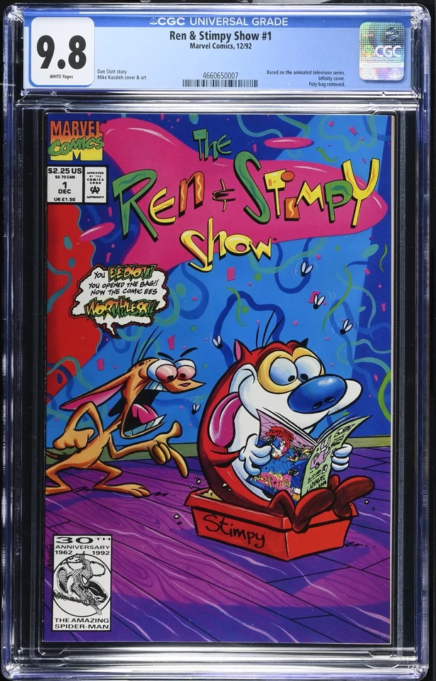 Ren & Stimpy Show #1 CGC 9.8 1st Print 1992 Marvel Comics Dan Slott Nickelodeon - Image 1 of 2