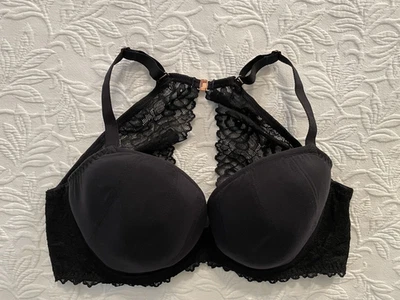 Bravissimo bra 36DD black lace accent # LN553 Plunge underwired lined cup EUC - Image 1 of 4