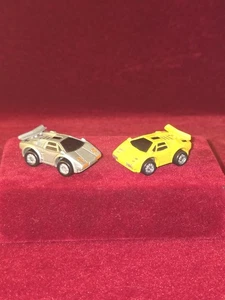 🔥 (2) 1988 Micro Machines Yellow Lamborghini Countach Gray Funrise Galoob Lambo - Picture 1 of 12