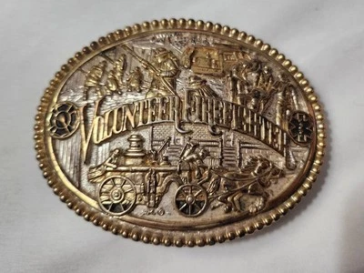 Hebilla de cinturón de bombero voluntario enchapado en oro plateado platero de colección en muy buen estado Foto 1 de 4