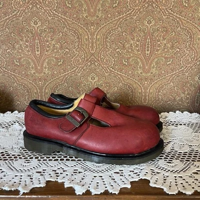 Редкий винтажный Dr. Martens стальной носок Mary Jane красный кожаный женщин 10 США - Изображение 1 из 4