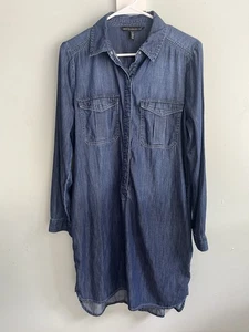 WHBM White House Black Market Women's Denim Chambray Shirt Dress Size 12 - Picture 1 of 6