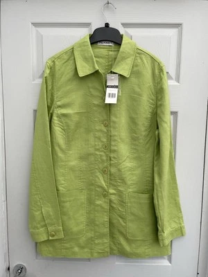 BNWTs PLANET Lime Green 100% Linen Collared Longline Blazer Jacket Sz 14 - Image 1 of 3