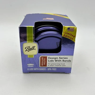 Bright purple Ball Regular Mouth Design Series 4 Lids W/Bands Bpa Free New - Image 1 of 4