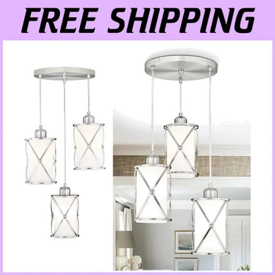 Brushed Nickel 3-Light Chandelier with Frosted Glass - Image 1 of 4