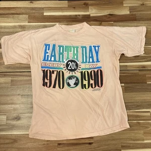 Vintage 1990 "Earth Day Every Day" 20th Anniversary SINGLE STITCH T-Shirt LARGE Pink - Bild 1 von 12